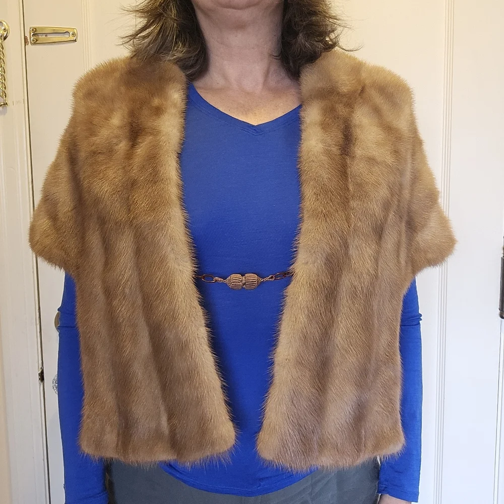 Vintage real mink shawl wrap S/M
